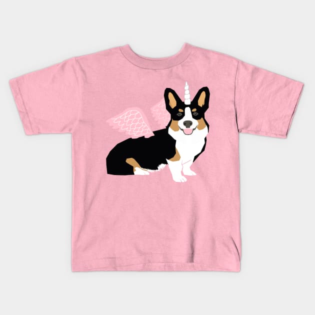 Tri Corgi Unicorn Kids T-Shirt by friendlypets